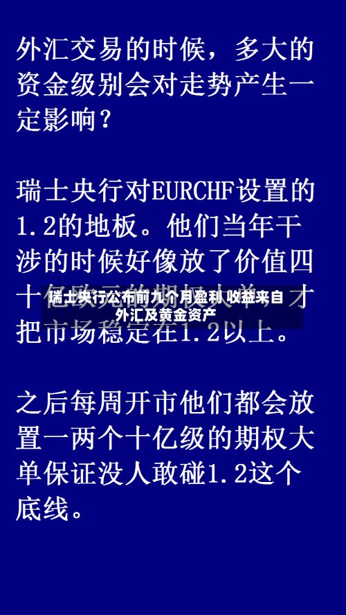 瑞士央行公布前九个月盈利 收益来自外汇及黄金资产-第2张图片