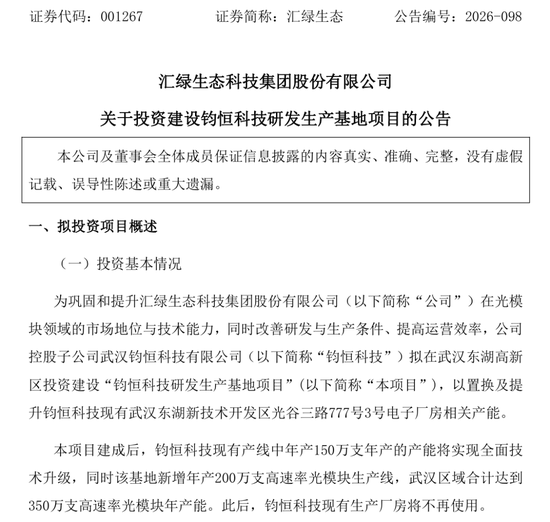 001267，拟扩产光模块
